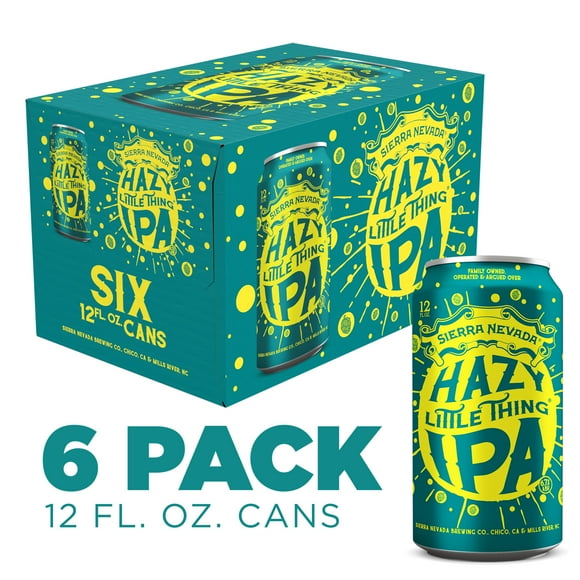 Sierra Nevada Hazy Little Thing IPA Craft Beer, 6 Pack, 12 fl oz Aluminum Cans, 6.7% ABV