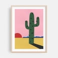 thumbnail image 1 of Sierra-Nevada - Illustration Cactus Desert Minimalist Abstract Pastel Modern Art Sunset Oak Framed Wall Art Print 9 x 12 inches, 1 of 15