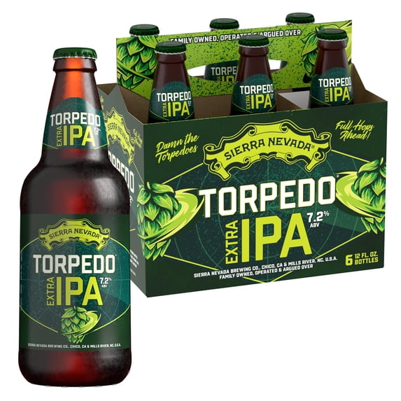 Sierra Nevada Torpedo Extra IPA Craft Beer, 6 Pack, 12 fl oz Glass Bottles, 7.2% ABV