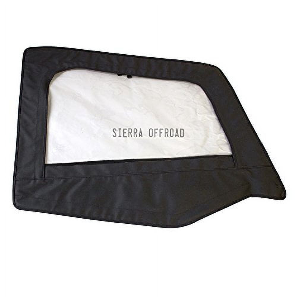 Sierra Offroad Jeep Half Doors for 1988 to 1995 Jeep Wrangler YJ - Black, Sailcloth Vinyl - 2 Door Skins with Plastic Clear Windows - Factory OEM Precision Fit Replacement - Upper Door Skin (Set of 2)