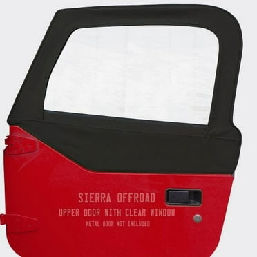 Sierra Offroad Jeep Half Doors for 1997 to 2006 Jeep Wrangler TJ - Black, Denim Vinyl - 2 Door Skins with Plastic Clear Windows - Factory OEM Precision Fit Replacement - Upper Door Skin (Set of 2)