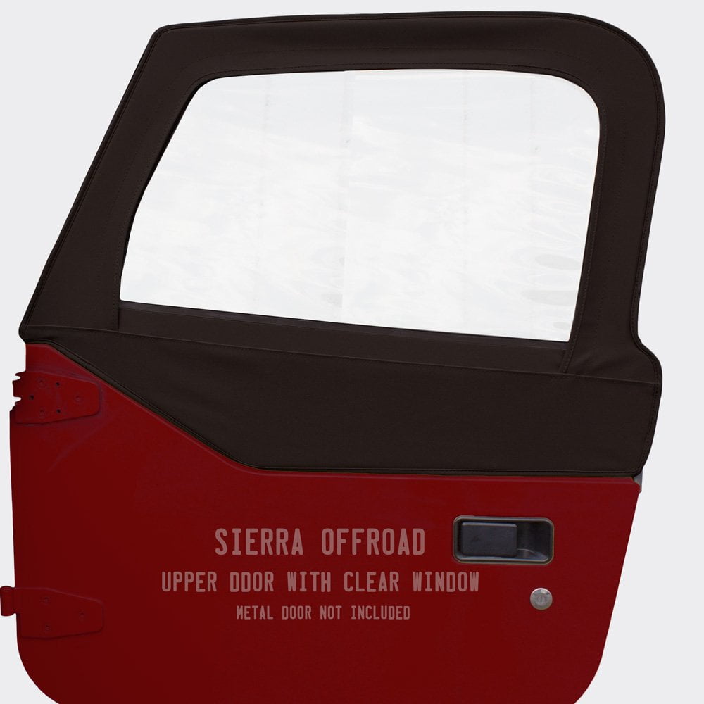 Sierra Offroad Jeep Half Doors for 1997 to 2006 Jeep Wrangler TJ - Black, Diamond Vinyl - 2 Door Skins with Plastic Clear Windows - Factory OEM Precision Fit Replacement - Upper Door Skin (Set of 2)