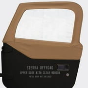 Sierra Offroad Jeep Half Doors for 1997 to 2006 Jeep Wrangler TJ - Spice, Sailcloth Vinyl - 2 Door Skins with Plastic Clear Windows - Factory OEM Precision Fit Replacement - Upper Door Skin Set of 2