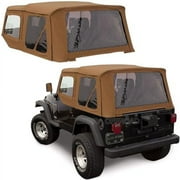 Sierra Offroad Soft Top for 1997 to 2006 Jeep Wrangler TJ - Spice, Denim Vinyl - 2 Door Jeep Soft Top with Rear Plastic Tinted Windows - Factory Precision Fit Replacement - with Upper Door Skins