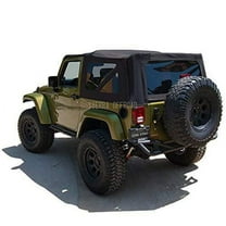 Sierra Offroad Soft Top for 2007 to 2009 Jeep Wrangler JK - Black, Sailcloth Vinyl - 2 Door Jeep Soft Top with Rear Plastic Tinted Windows - Factory Precision Fit Replacement - No Upper Door Skins