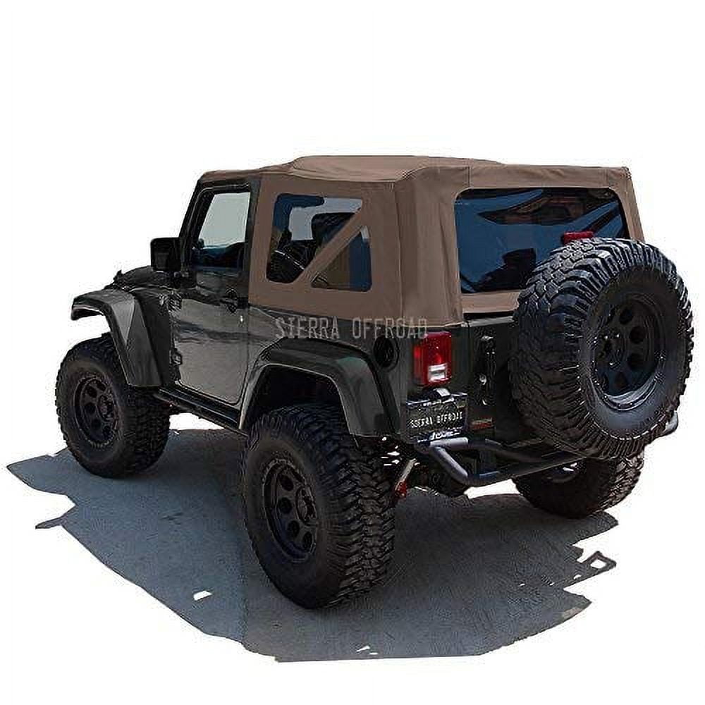 Sierra Offroad Soft Top for 2007 to 2009 Jeep Wrangler JK - Saddle, Sailcloth Vinyl - 2 Door Jeep Soft Top with Rear Plastic Tinted Windows - Factory Precision Fit Replacement - No Upper Door Skins