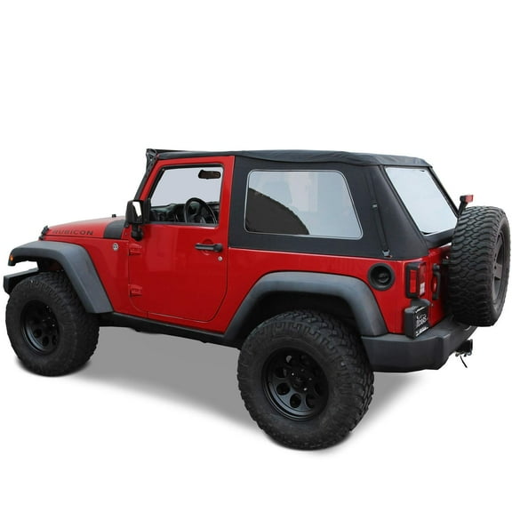 Sierra Offroad Soft Top Replacement for Jeep Wrangler JK 2007-2018 2DR Frameless, Sailcloth Vinyl, Black