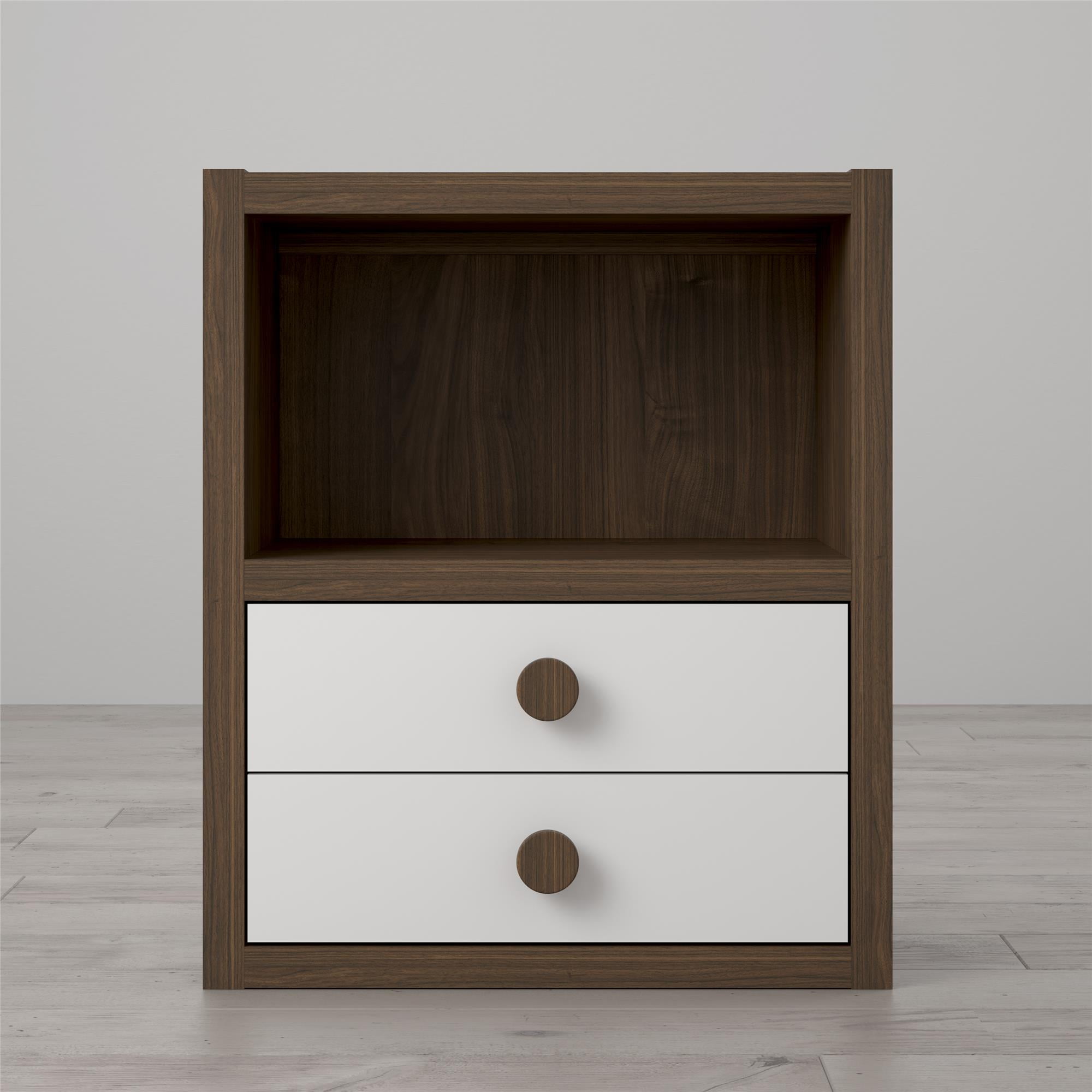 Sierra Ridge Walnut and White Modular Kids Bookcase with Drawers