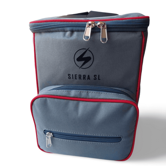 Sierra SL Car Trash Can with Zippered Lid and Removable Liner for SUV, RV, Truck, Van, Boat – Durable Car Trash Bin with Storage Pockets– 2 Gallon Garbage Bin – Red Trim