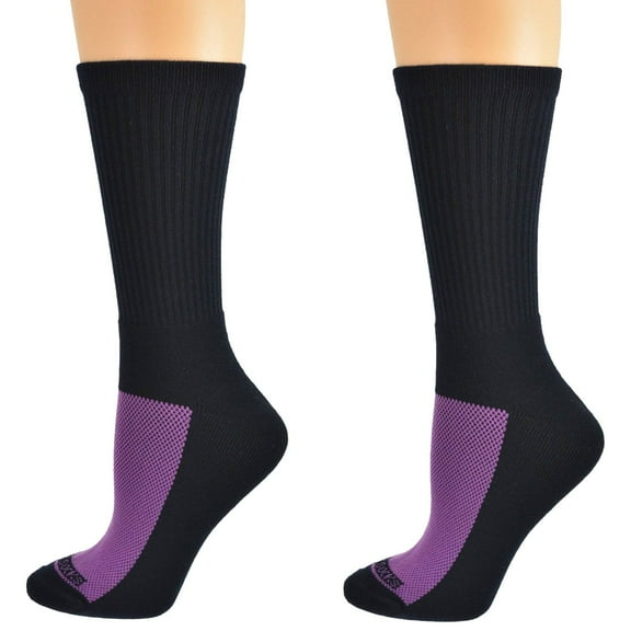 Sierra Socks #1 Women's Cotton Athletic Crew Cushioned 2 Pair Pack Sport Socks, No Blisters SWMCC 4007 (Sock Size 9-11, Shoe Size 6-10, Navy)