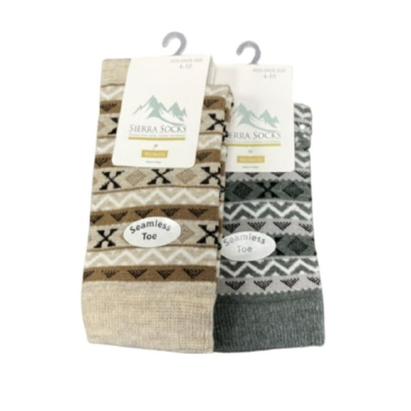 Sierra Socks Acrylic Fairisle Pattern Women's Ankle Crew 2 Pair Pack Socks