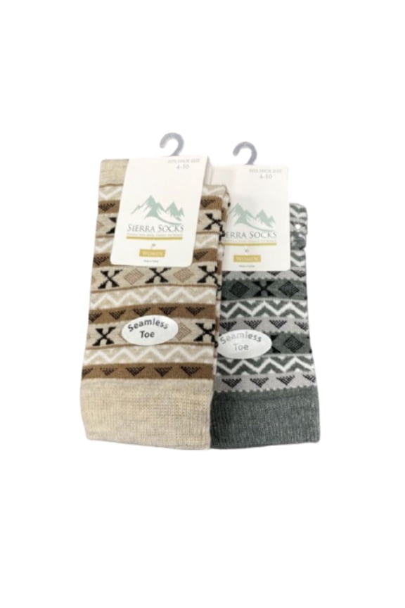 Acrylic Fairisle Pattern Women's Ankle Crew 2 Pair Pack Socks