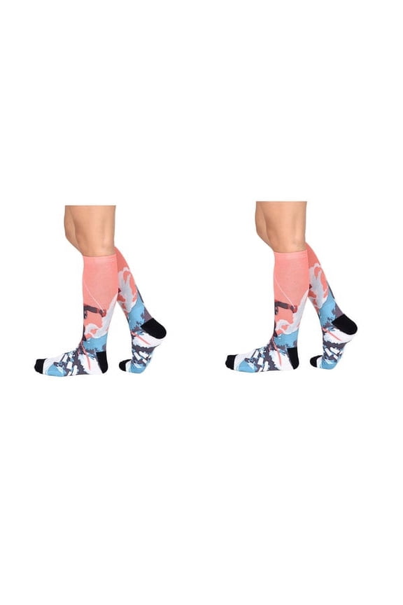 Alpine Racer Pattern CoolMax Socks, Nature Collection for Men & Women Eco-Friendly Colorful Knee High Socks