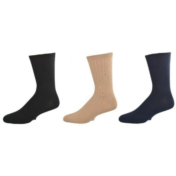 Sierra Socks Uniform Ribbed Crew Socks, 3-Pack – Navy Cotton Socks for Boys & Girls