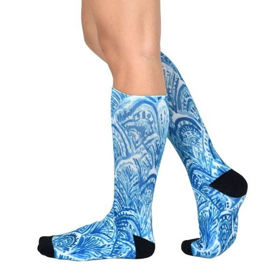 Sierra Socks Blue Dream Pattern CoolMax Socks, Nature Collection for Men & Women Eco-Friendly Colorful Knee High Socks