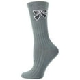 thumbnail image 1 of Sierra Socks Bow pattern Hi-Bulk Acrylic Crew Women's Socks(Shoe Size: 4-10,Grey), 1 of 7