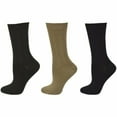 thumbnail image 1 of Sierra Socks Cable Pattern Crew Bamboo 3 Pair Pack Socks (Assorted-I (Black/Brown/Tan)), 1 of 7