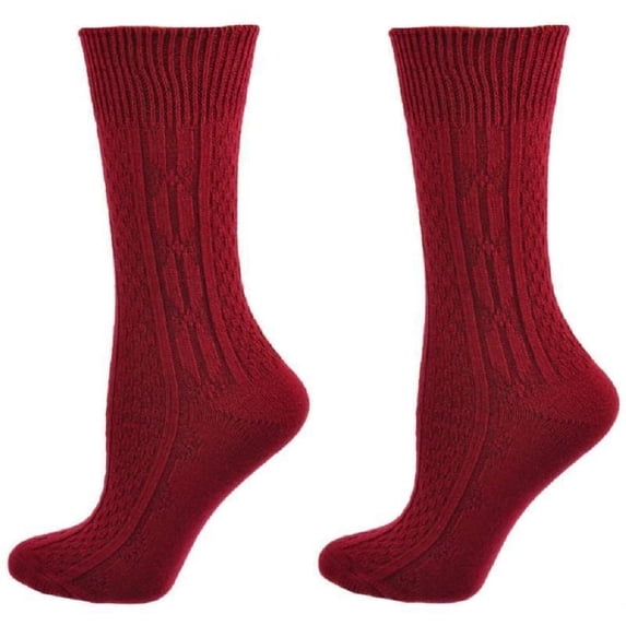 Sierra Socks Classic Cable Knit Acrylic Knee High Socks,Pack of 2, Female, Prescott Red, for Women