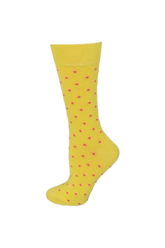 Combed Cotton Pin Dot Crew Casual Women's Socks W915