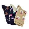 thumbnail image 1 of Sierra Socks Cotton Crew Socks for Women's, 3 Pair Pack Christmas Socks, Holiday Socks (Sock Size: 9-11, Navy/Beige), 1 of 2
