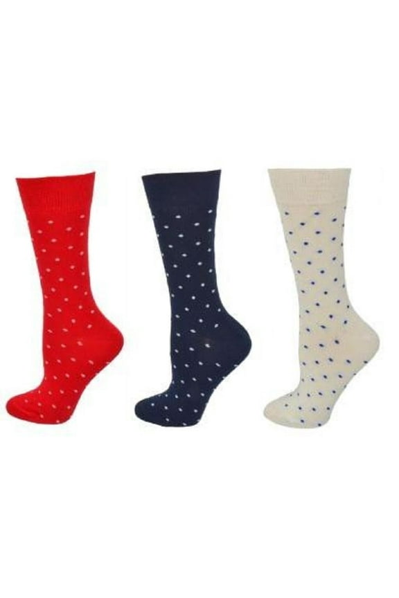 Cotton Small Dot Pattern Crew Casual Women's 3 Pair Pack Socks