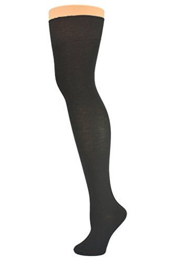 Cotton Super Sexy Thigh Hi With Hold-Up comfortable Cuff (Shoe Size 6-9, Socks Size 9-11, Black)