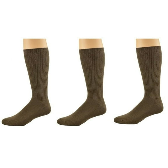 Sierra Socks Men’s Crew Cushioned Sole Smooth Toe - 3 Pairs, Brown, Size 10-13