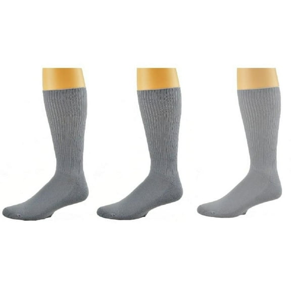 Sierra Socks Men’s Crew Cushioned Sole Smooth Toe - 3 Pairs, Gray, Size 10-13