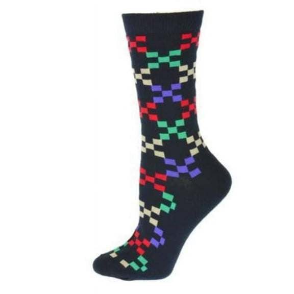 Sierra Socks Geometric Pattern Cotton Crew Socks W221SQ