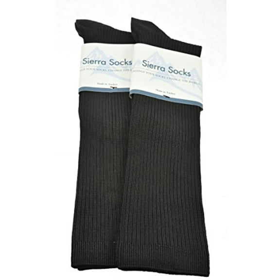 Sierra Socks Girls' Bamboo Knee High Socks, 2-Pack Ribbed School Uniform Dress Wear Socks