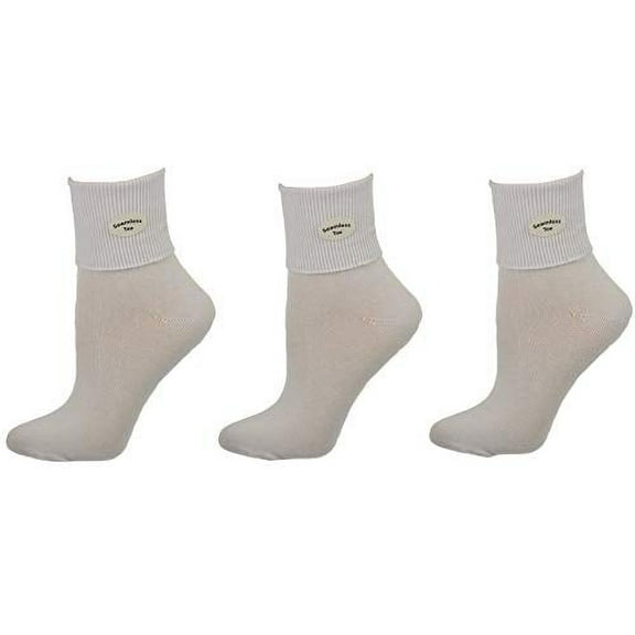 Sierra Socks Girl's School Uniform Pima Cotton Socks,  Seamless Turn Cuff Dress Socks, Women's Ribbed Crew Socks, 3 Pair Pack