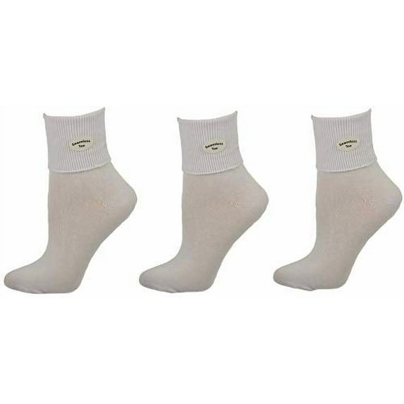 Sierra Socks Girls’ Turn Cuff Crew Socks, Pima Cotton, School Uniform Seamless, 3-Pack