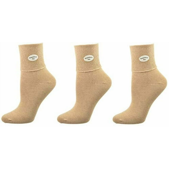 Sierra Socks Women’s School Uniform Crew Socks, Pima Cotton, Turn Cuff, 3 Pack, Seamless Toe
