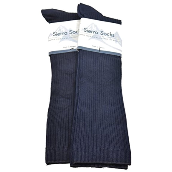 Sierra Socks Girls Knee High Socks, Blue Ribbed Bamboo 2 Pack