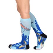 Sierra Socks Gliding Through Paradise Pattern Unisex Socks, Blue Color Socks, Everyday Socks