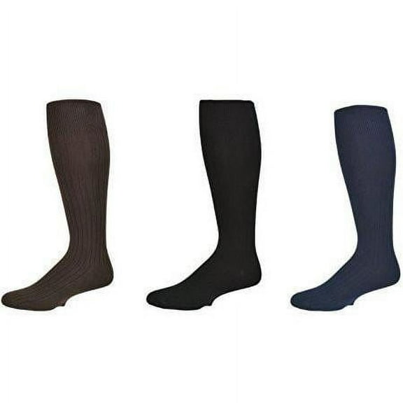 Sierra Socks Men Classic Fine Ribbed Premium Over the Calf Cotton Dress Socks, 3 Pairs