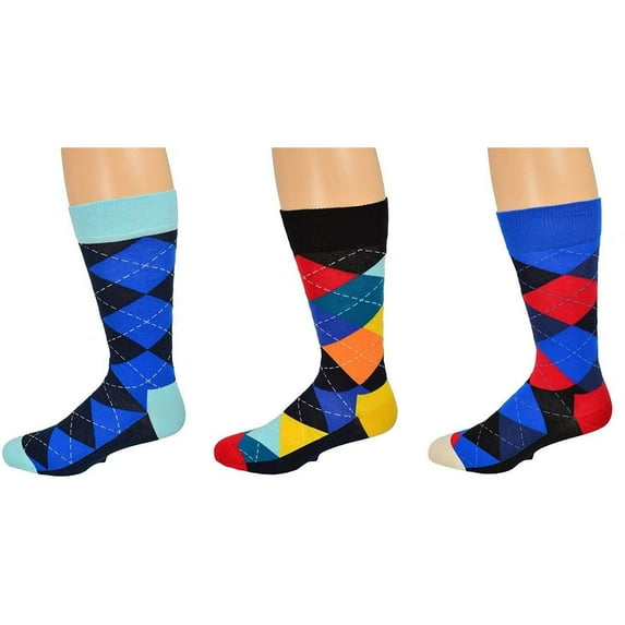 Sierra Socks Men's Casual Cotton Blend Fashion Design Mid Calf Dress Crew Socks, 2 or 3 Pairs