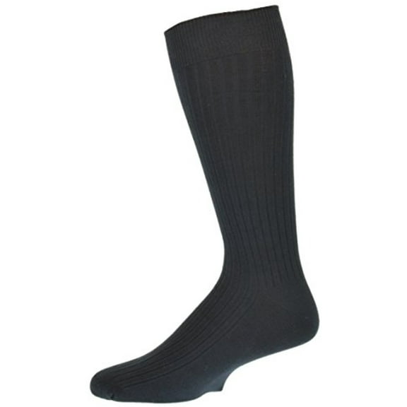 Sierra Socks Men's Combed Cotton Fine Rib Crew Dress Casual Seamless Toe Socks (Shoe Size: 6-12, Black)