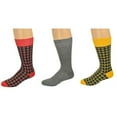 thumbnail image 1 of Sierra Socks Men's Dress Casual 3 Pair Pack Combed Cotton Crew Diamond Pattern Socks (US Shoe Size 8-12, Sock Size 10-13, Yellow/Gray/Red (A1)), 1 of 9
