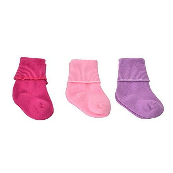 Sierra Socks Newborn Bootie Cotton Turn Cuff Socks for Baby Boy & Girls, Baby's First Socks, Seamless Turn Cuff Socks, 3 Pair Pack