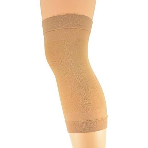 Sierra Socks Nylon Knee Brace with Copper Compression Support Pair (2 Braces) Made in USA (Medium 15.25 - 18 inches, Beige)