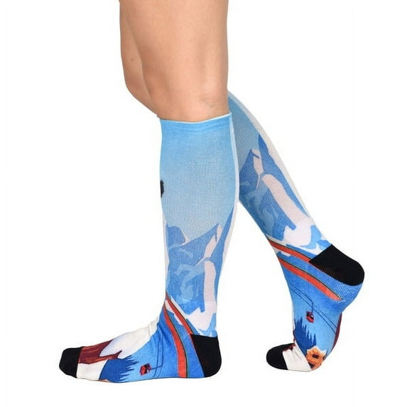 Sierra Socks Slippery Slopes Pattern CoolMax Socks, Nature Collection for Men & Women Eco-Friendly Colorful Knee High Socks