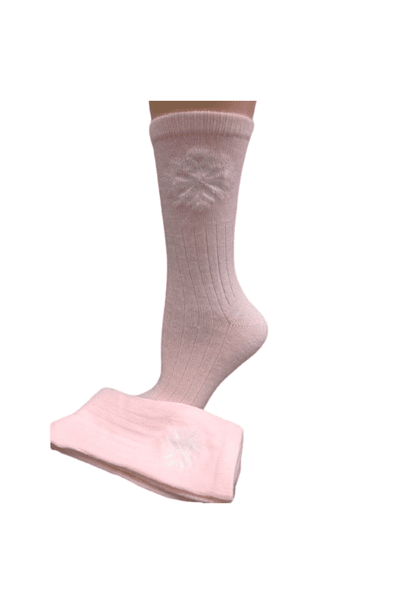 Snowflake Pattern Soft Acrylic Crew Women's Socks W7111S (Pink, Fits Shoe Size 4-10, Socks Size 9-11)