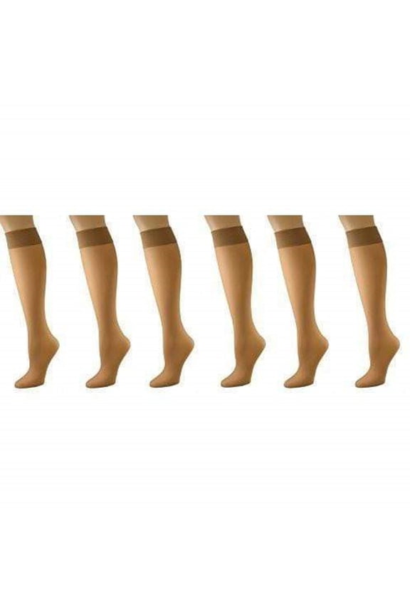 Stay Up Knee Hi 6-Pair Pack Nylon Socks 4000 (Fits Shoe Size: 10 ½-12, Nude)