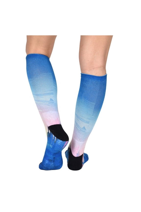 Sunset Stream Pattern CoolMax Socks, Nature Collection for Men & Women Eco-Friendly Knee High Socks