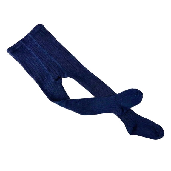 Sierra Socks Toddler Girls’ Knit Cotton Ribbed Tights, School Uniform, S - Navy, Soft Fit