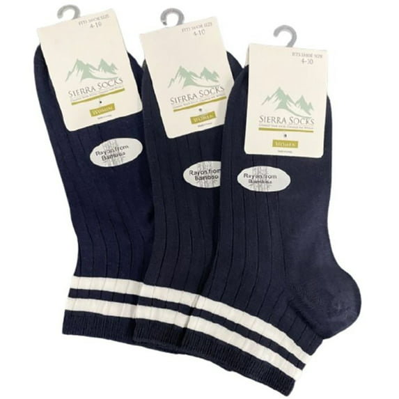 Sierra Socks Unisex Rayon from Bamboo Quarter Hi Socks 3 Pack (Navy, 3 Pairs)