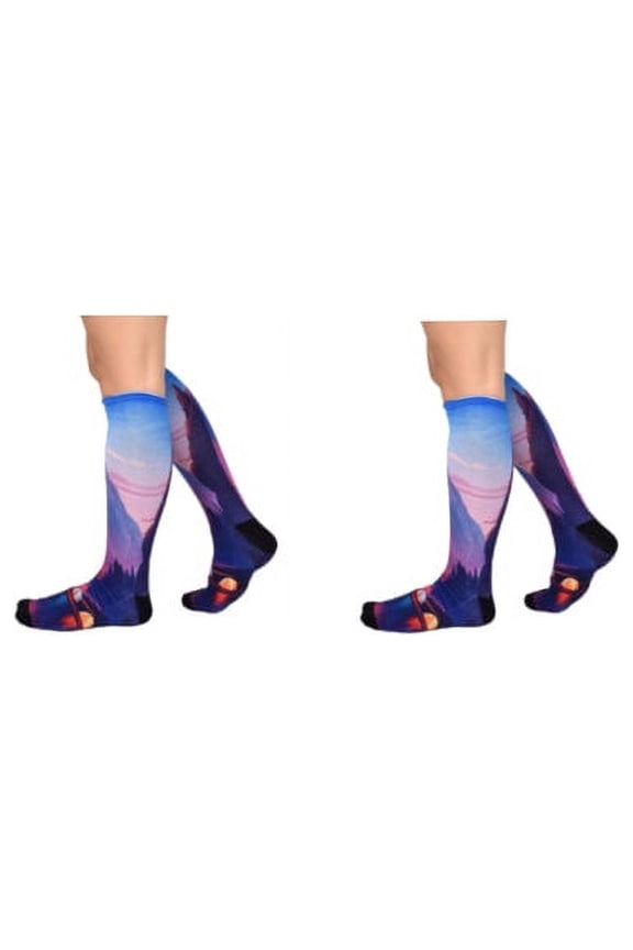 Valley Camping Pattern CoolMax Socks, Nature Collection for Men & Women Eco-Friendly Colorful Crew Socks