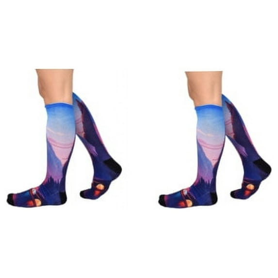 Sierra Socks Valley Camping Pattern CoolMax Socks, Nature Collection for Men & Women Eco-Friendly Colorful Crew Socks