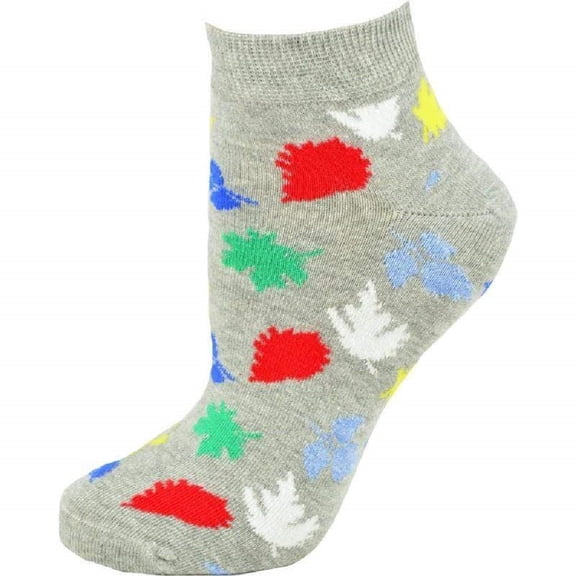 Sierra Socks Women Leaf Pattern Ankle Cotton Socks (Socks Size 9-11, Fits Shoe Size 4-10, Gray)